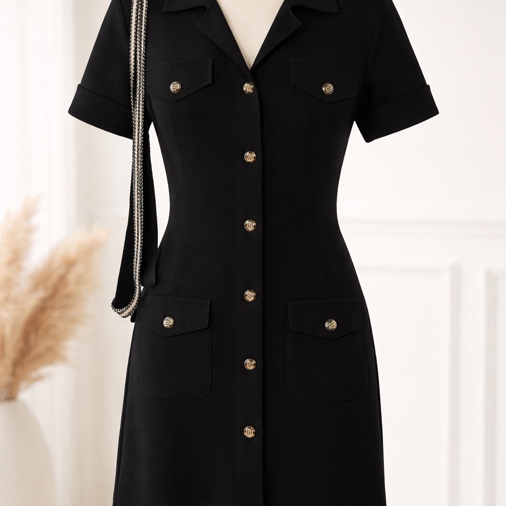 Maje Dress with Contrast Trim Belt